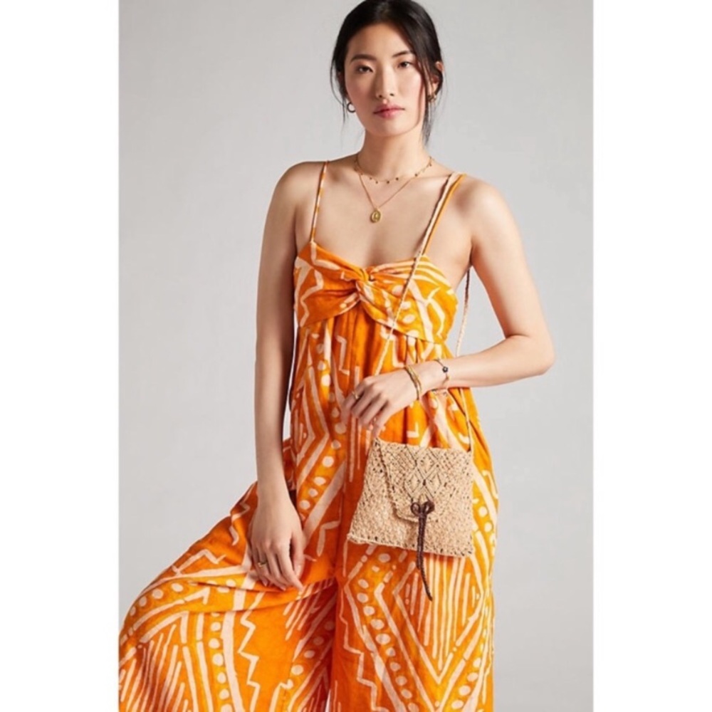 Anthropologie Pleated Wide-Leg Jumpsuit Pockets